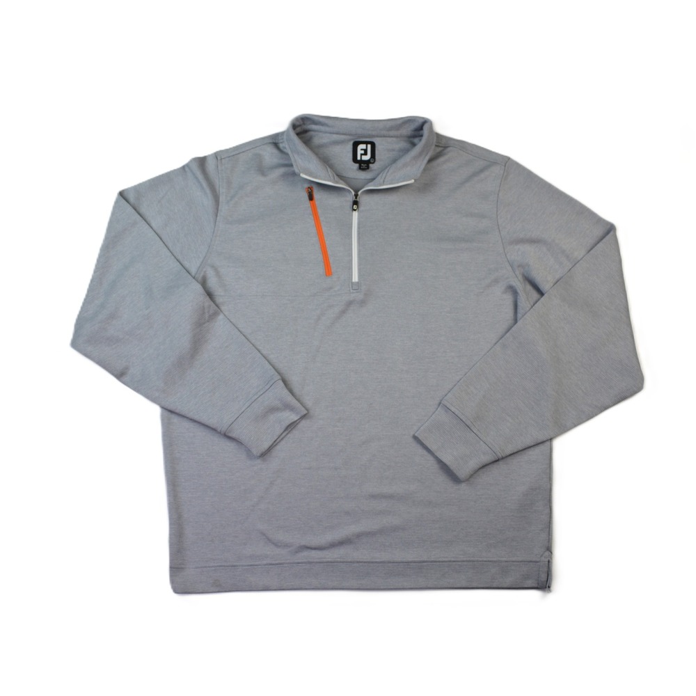 FootJoy Mens Gray Quarter Zip Golf Pullover Orange Chest Pocket Size Large